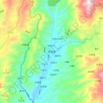 Mapa topográfico Kedu, altitud, relieve