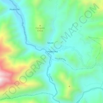 Mapa topográfico Tumianuma, altitud, relieve