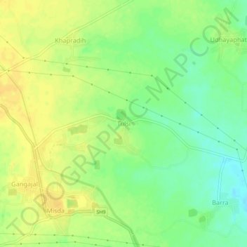 Mapa topográfico Tulsi, altitud, relieve