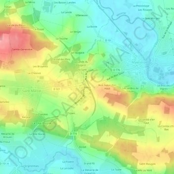 Mapa topográfico Pasco, altitud, relieve