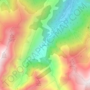 Mapa topográfico Bouychet, altitud, relieve