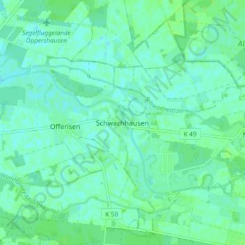 Mapa topográfico Schwachhausen, altitud, relieve
