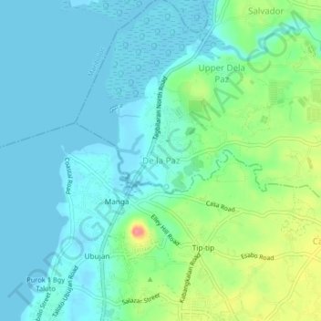 Mapa topográfico De la Paz, altitud, relieve