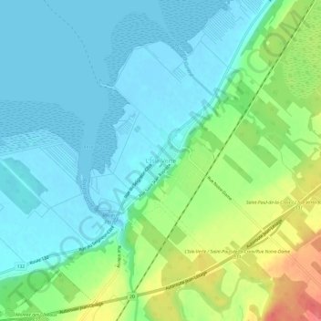 Mapa topográfico L'Isle-Verte, altitud, relieve