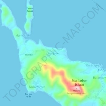 Mapa topográfico San Jose, altitud, relieve