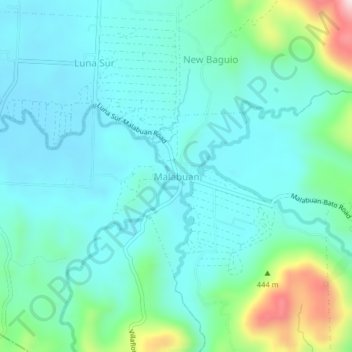 Mapa topográfico Malabuan, altitud, relieve