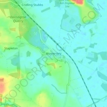 Mapa topográfico Womersley, altitud, relieve