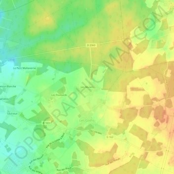 Mapa topográfico Les Musets, altitud, relieve