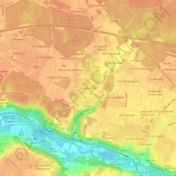 Mapa topográfico La Guérinière, altitud, relieve