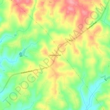 Mapa topográfico Leatherwood, altitud, relieve