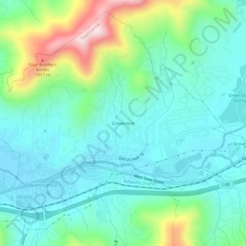 Mapa topográfico Grovemont, altitud, relieve
