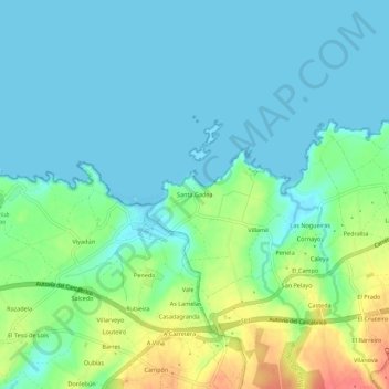 Mapa topográfico Santa Gadea, altitud, relieve