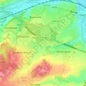 Mapa topográfico Heath Side, altitud, relieve