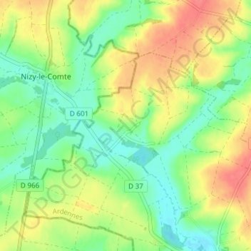 Mapa topográfico Bethancourt, altitud, relieve