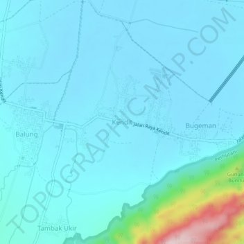 Mapa topográfico Kendit, altitud, relieve