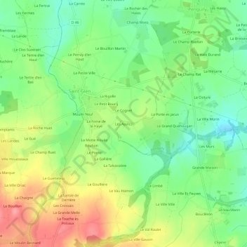 Mapa topográfico Les Ajoncs, altitud, relieve