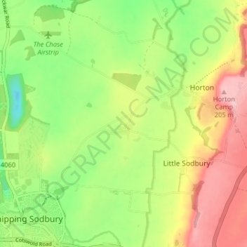 Mapa topográfico Little Sodbury End, altitud, relieve