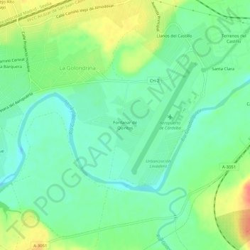 Mapa topográfico Fontanar de Quintos, altitud, relieve