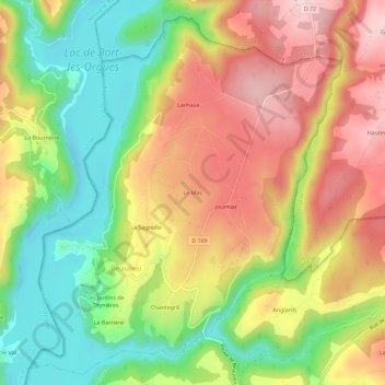 Mapa topográfico Le Mas, altitud, relieve