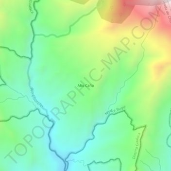 Mapa topográfico Alto Caña, altitud, relieve