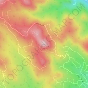 Mapa topográfico Lone Peak, altitud, relieve