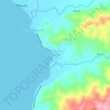 Mapa topográfico Marikit, altitud, relieve