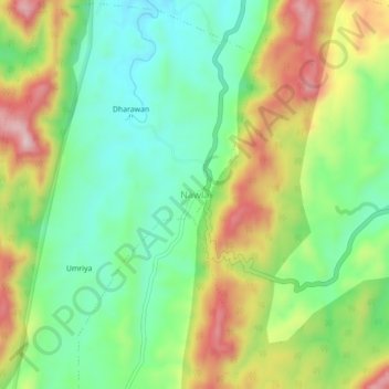 Mapa topográfico Nawla, altitud, relieve
