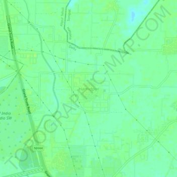 Mapa topográfico Hamidpur, altitud, relieve