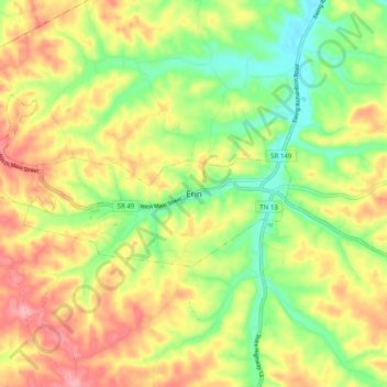 Mapa topográfico Erin, altitud, relieve