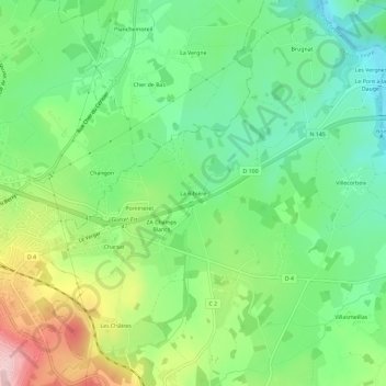 Mapa topográfico La Ribière, altitud, relieve