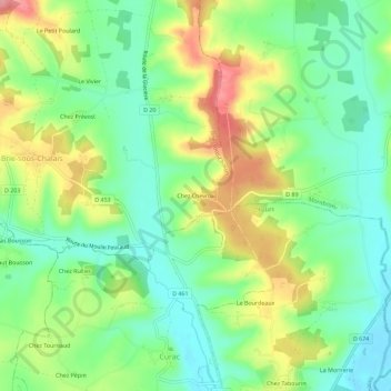 Mapa topográfico Chez Chevrou, altitud, relieve