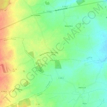 Mapa topográfico Le Bois-Saint-Père, altitud, relieve