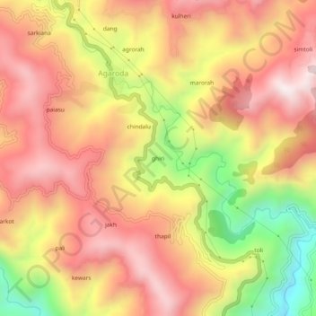 Mapa topográfico ghiri, altitud, relieve