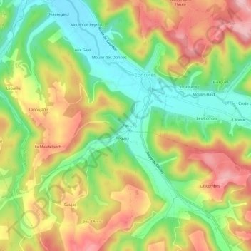 Mapa topográfico Fos, altitud, relieve