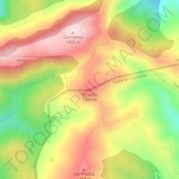 Mapa topográfico El Jarillo, altitud, relieve