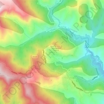 Mapa topográfico Βυθός, altitud, relieve
