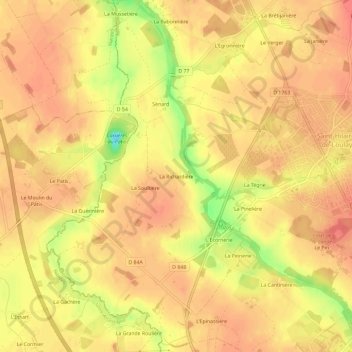 Mapa topográfico La Richardière, altitud, relieve