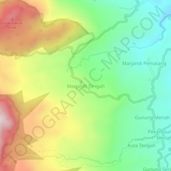 Mapa topográfico Marjandi Tongah, altitud, relieve