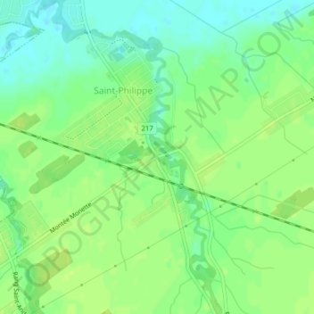 Mapa topográfico Saint-Philippe-de-La Prairie, altitud, relieve