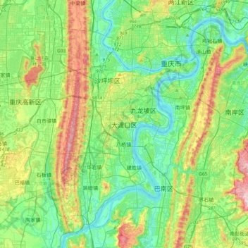 Mapa topográfico Dadukou, altitud, relieve