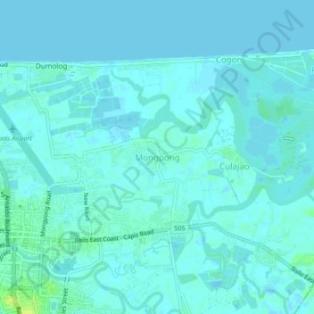 Mapa topográfico Mongpong, altitud, relieve