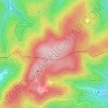 Mapa topográfico Sackpfeife, altitud, relieve