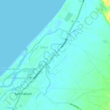 Mapa topográfico Tocok, altitud, relieve