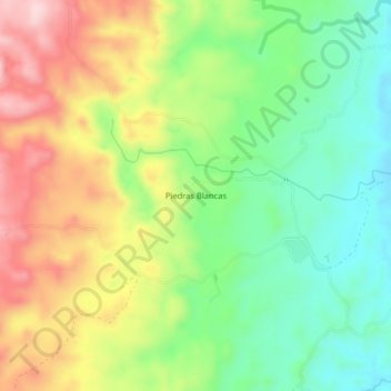 Mapa topográfico Piedras Blancas, altitud, relieve