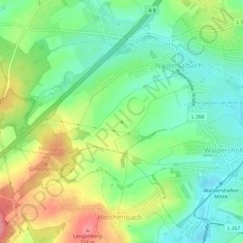 Mapa topográfico Nagelsberg, altitud, relieve