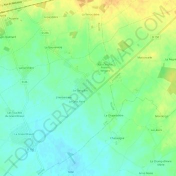 Mapa topográfico Venours, altitud, relieve