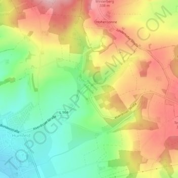 Mapa topográfico Marksberg, altitud, relieve