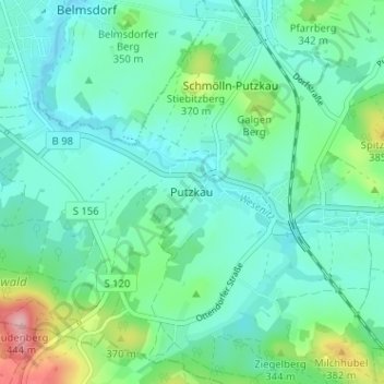 Mapa topográfico Putzkau, altitud, relieve
