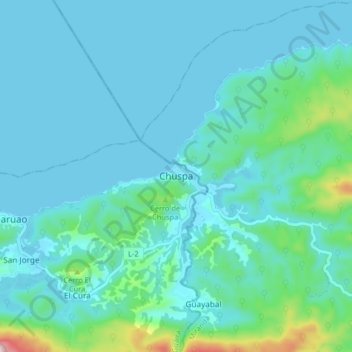 Mapa topográfico Chuspa, altitud, relieve