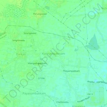 Mapa topográfico Kannampalayam, altitud, relieve